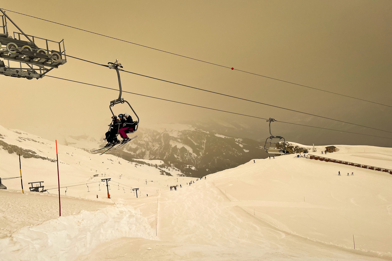 orange sky at ski station