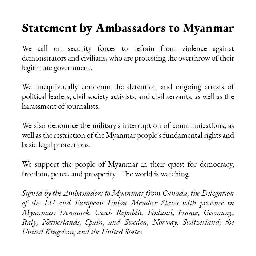 Dokument der Schweizerischen Botschaft in Myanmar