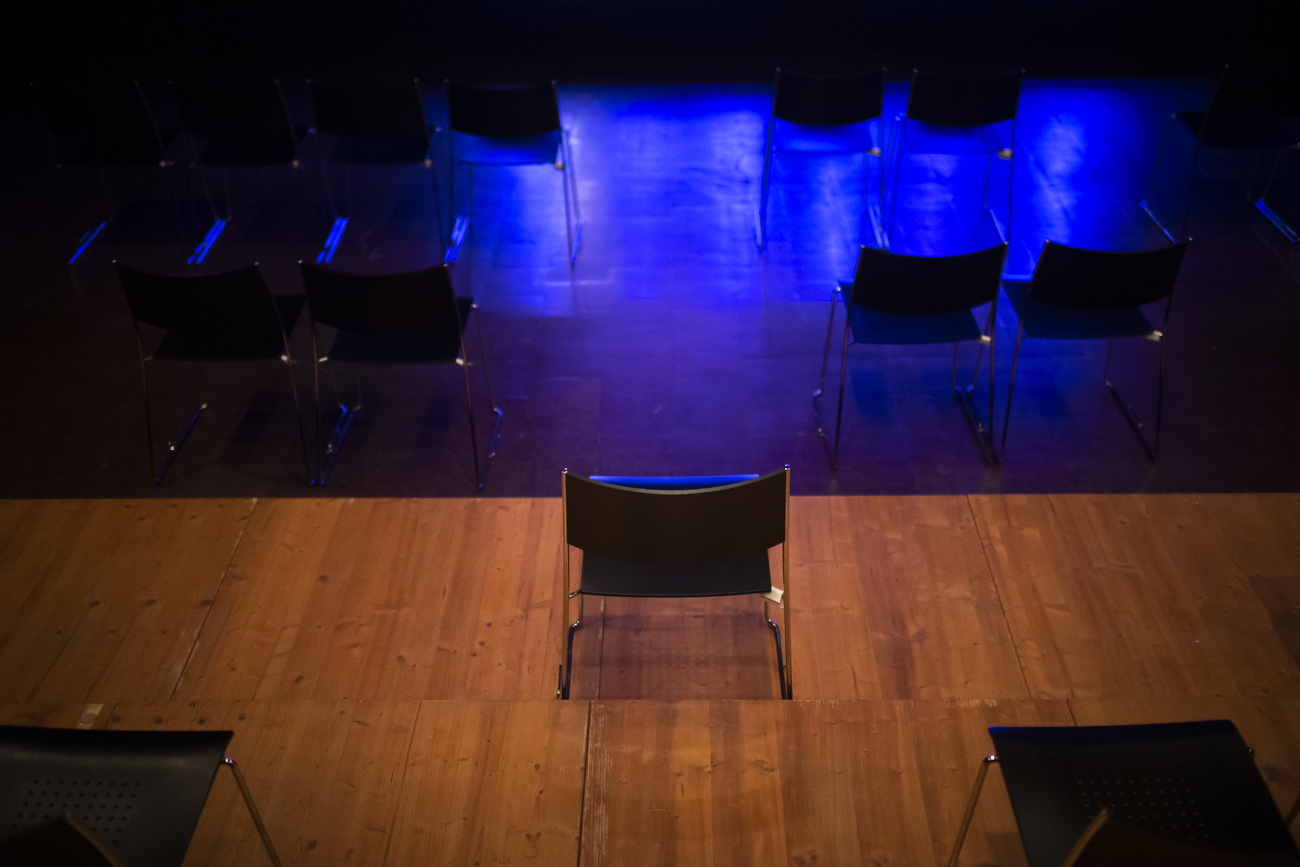 Stage and empty chairs