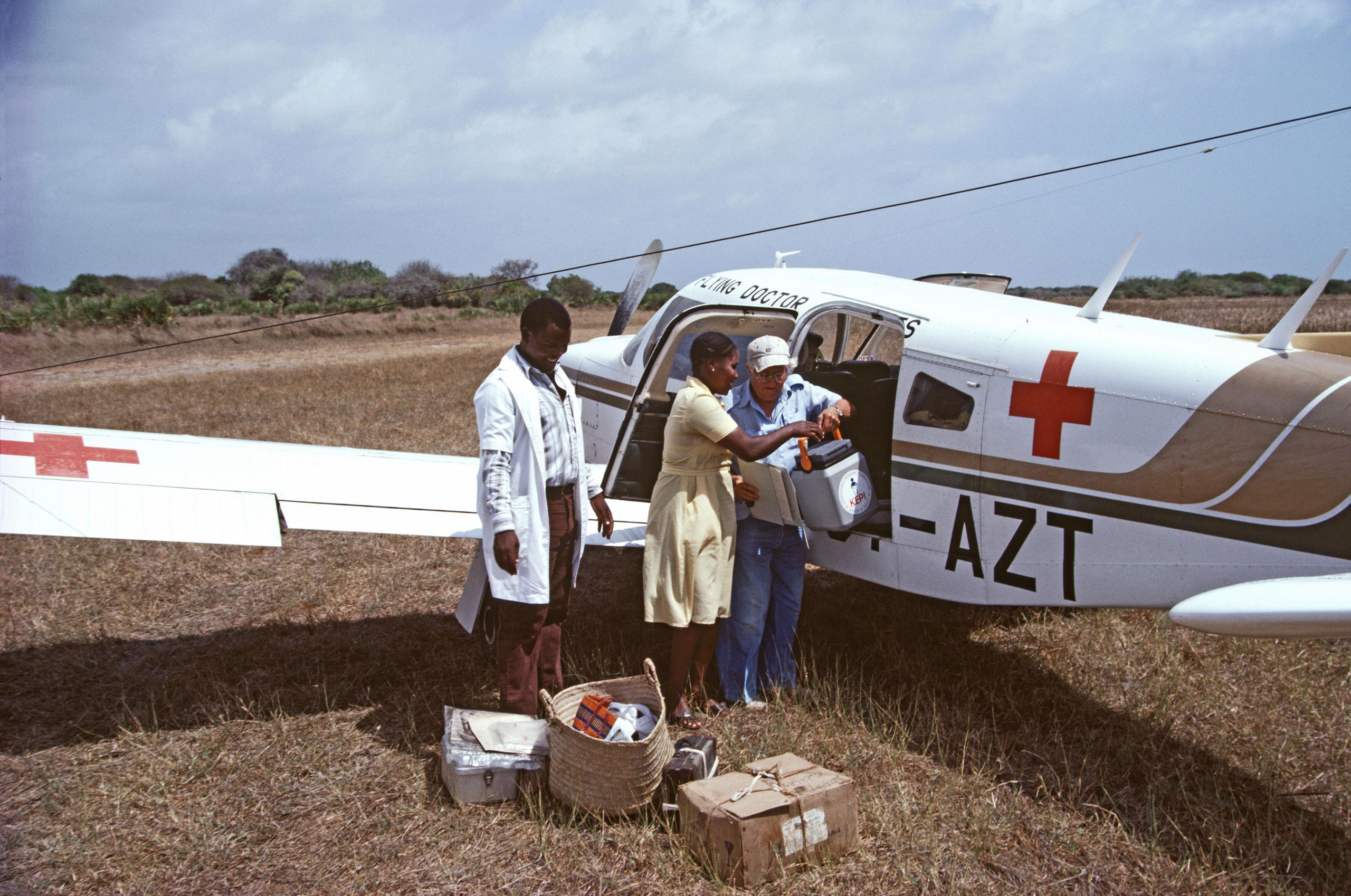 Anne Spoerri in front of her plane in Kenya