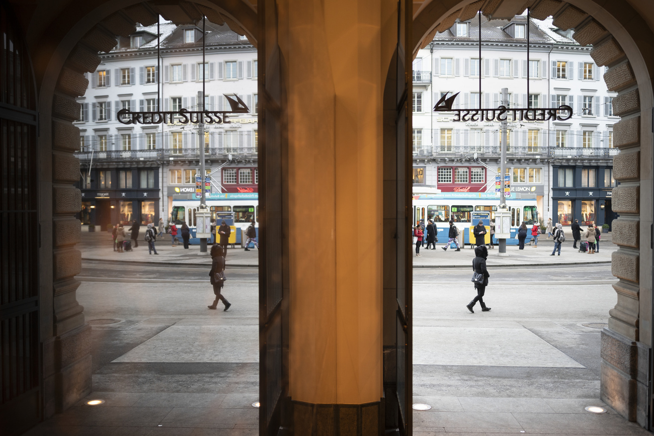 Credit Suisse bank front in Zurich.