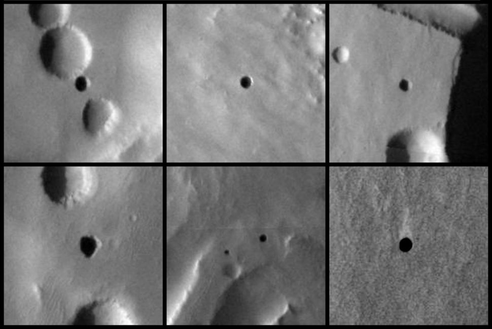 صورة نفق شكلته حمم بركانية فوق سطح المريخ