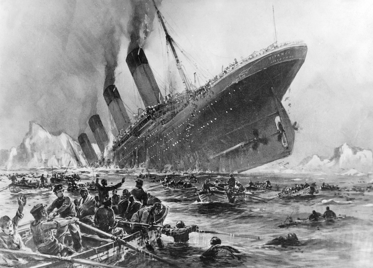 Disegno dell affondamento del celebre transatlantico.