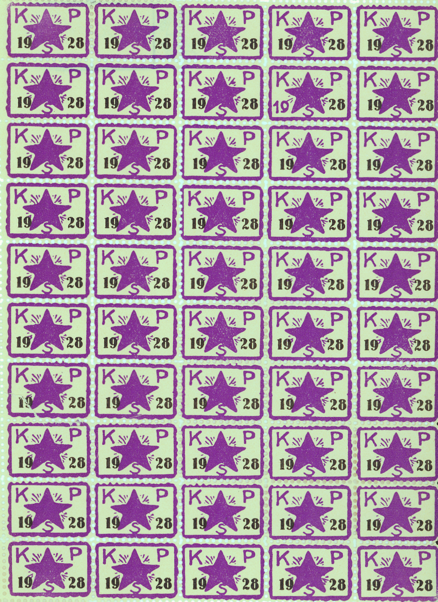 Timbres avec une étoile et une date.