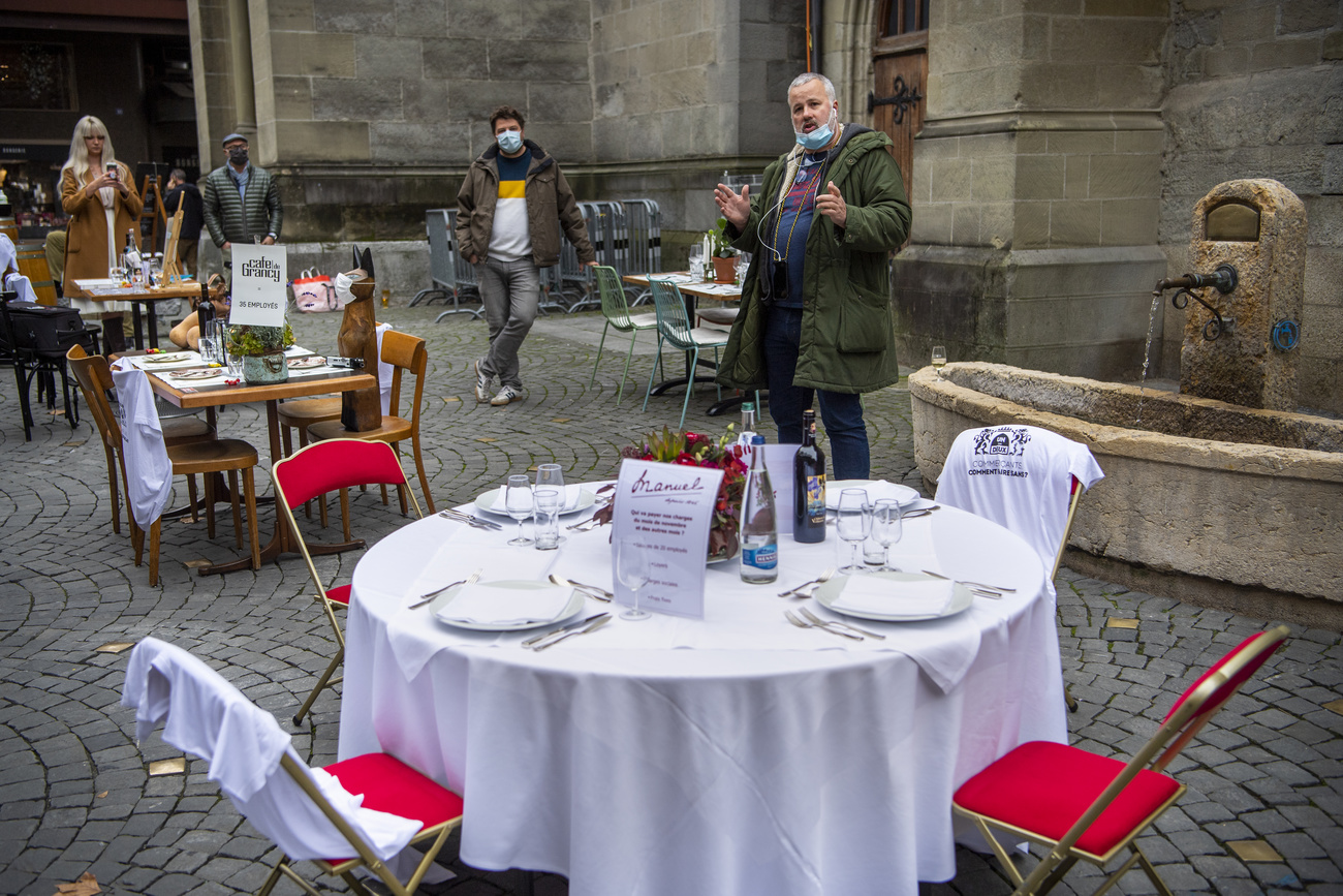 Table outdoors set for four