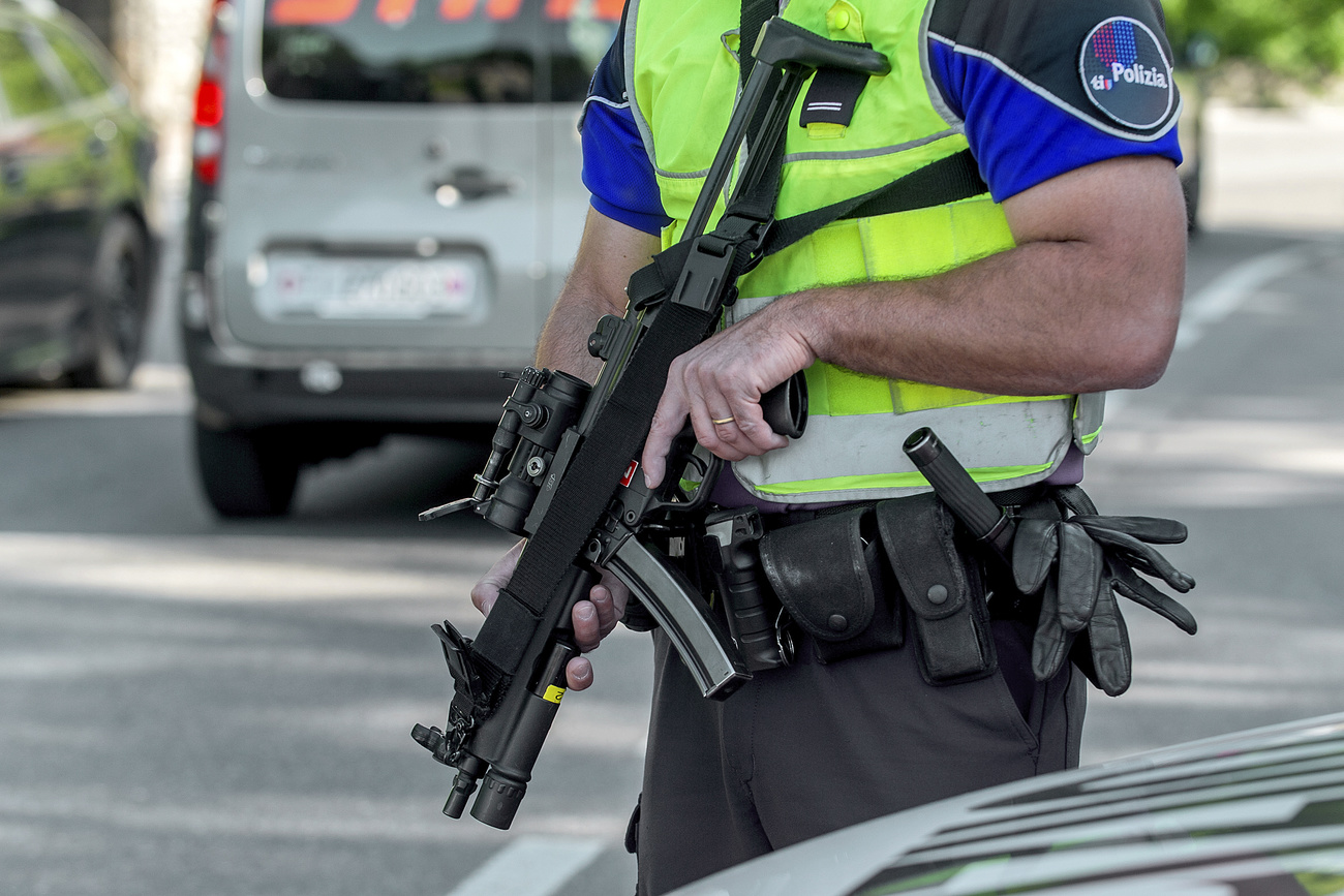 Policeman with firearm