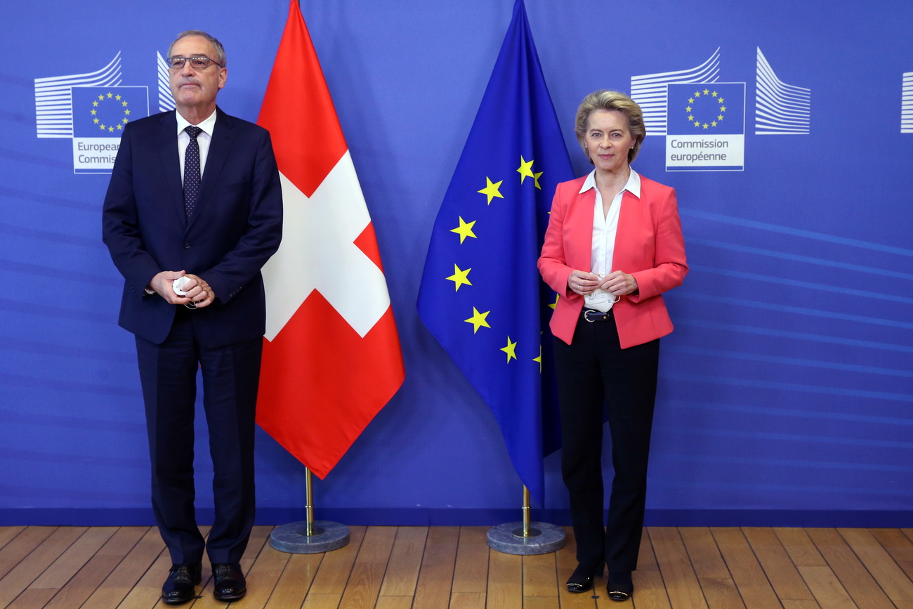 غي بارملان، الرئيس السويسري وأورسولا فون دير لاين، رئيسة مفوّضية الأتحاد الأاوروبي