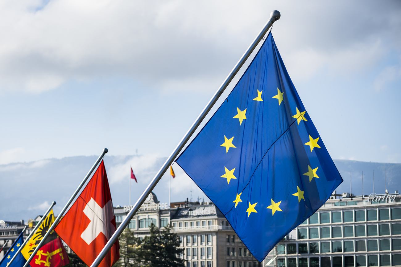 eu and swiss flags