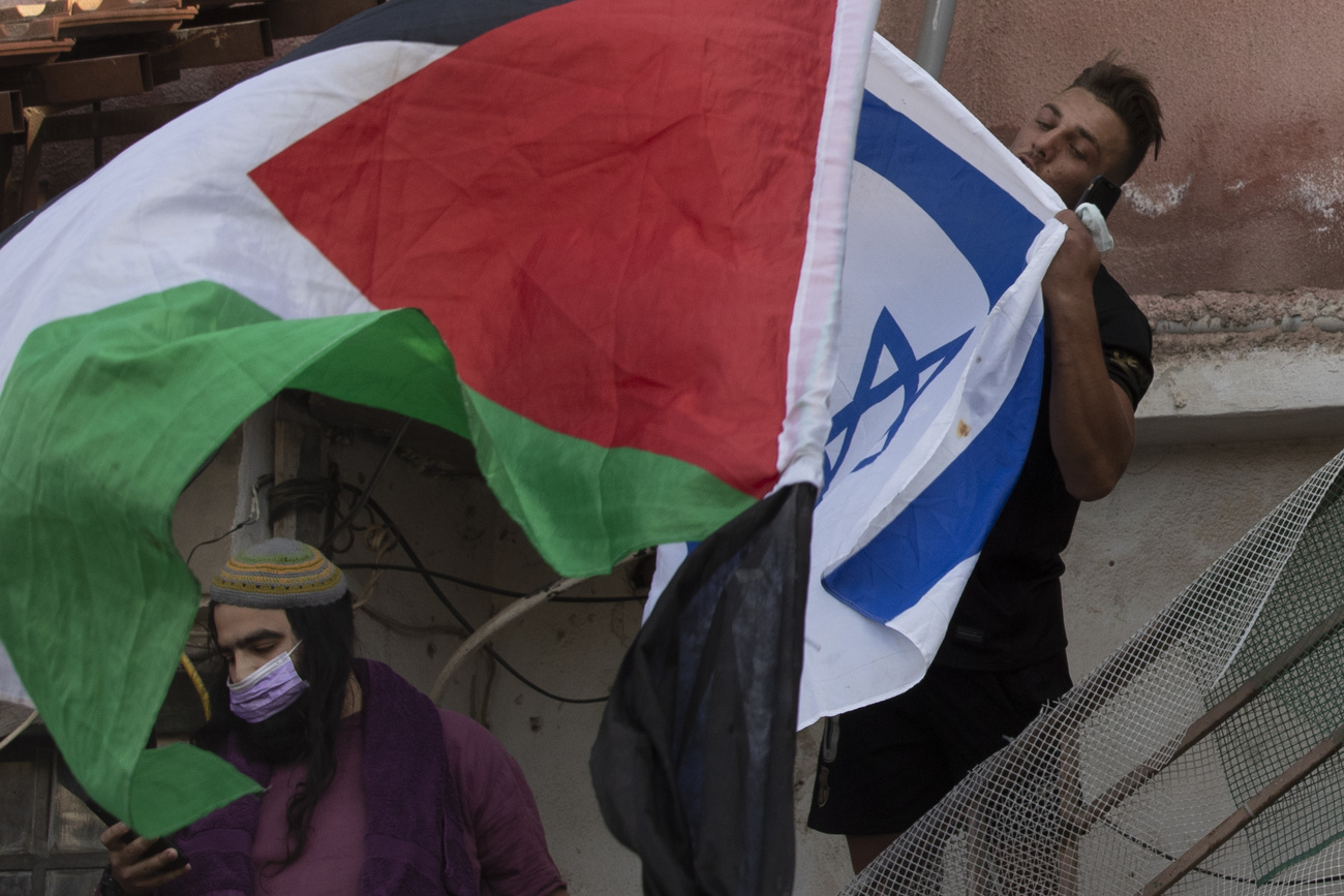 Israeli and Palestinian flags