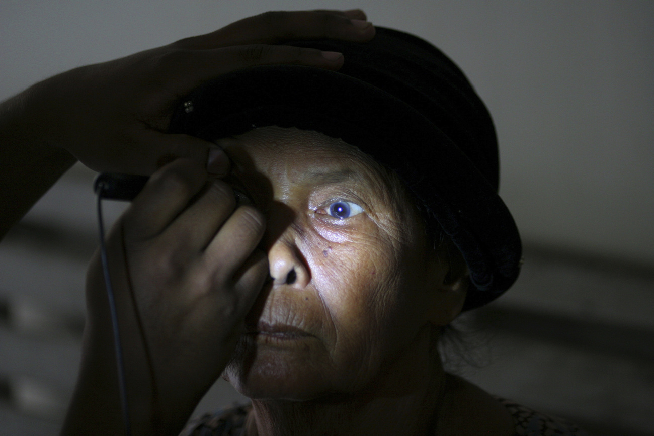 Person having eyes checked