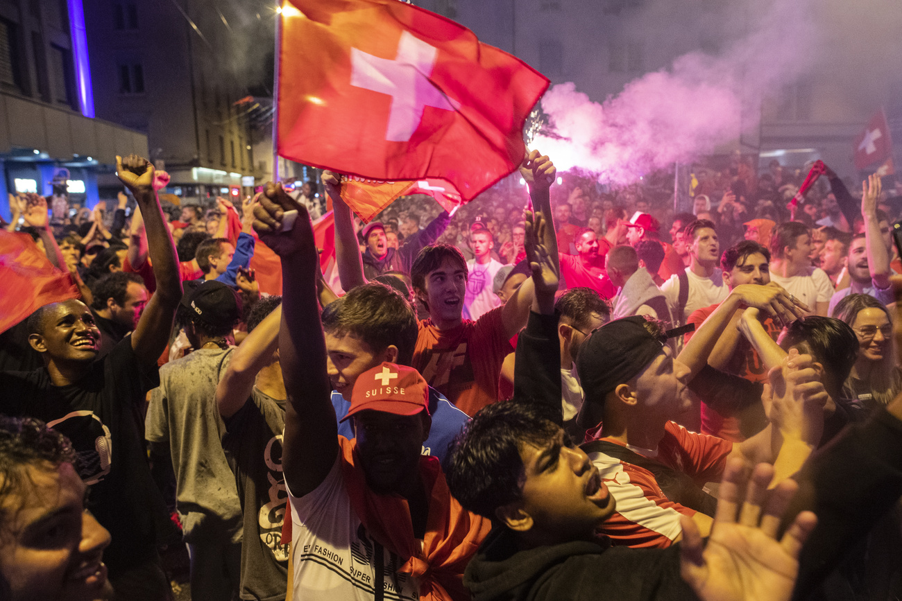 Football fans celebrating