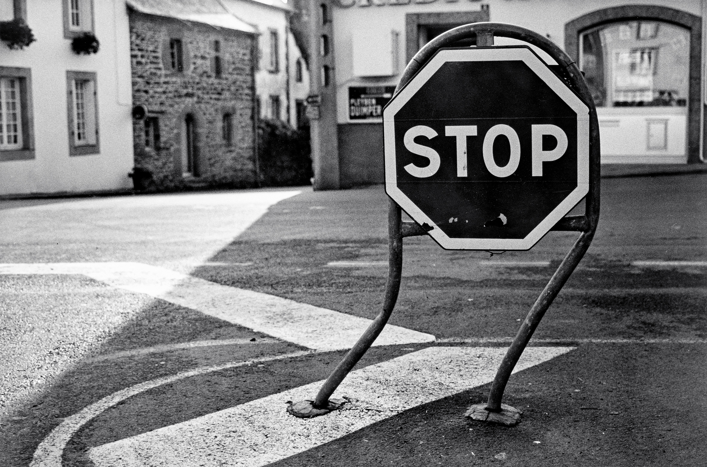 Dammaged stop sign
