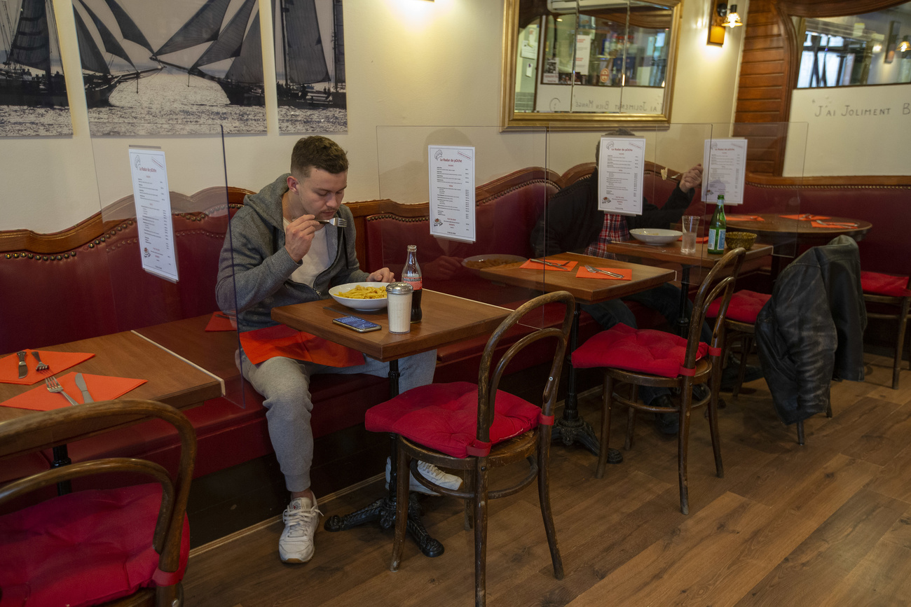 Man eats in restaurant