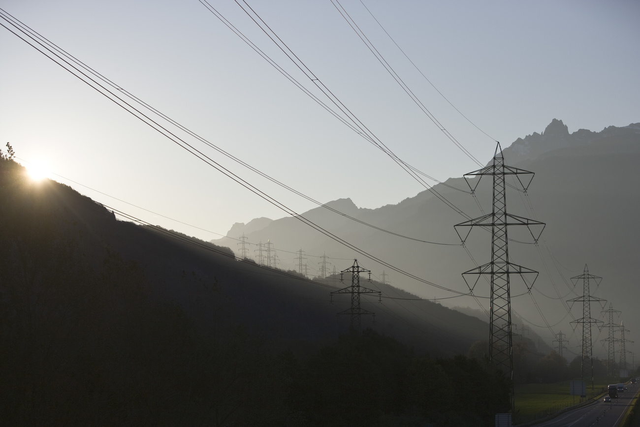 Electricity lines near Schaenis in canton St Gallen.