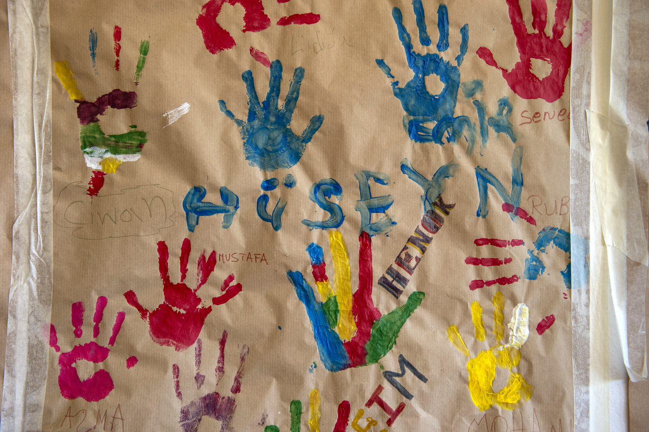 A painting by children staying at the Pasture asylum centre in Balerna