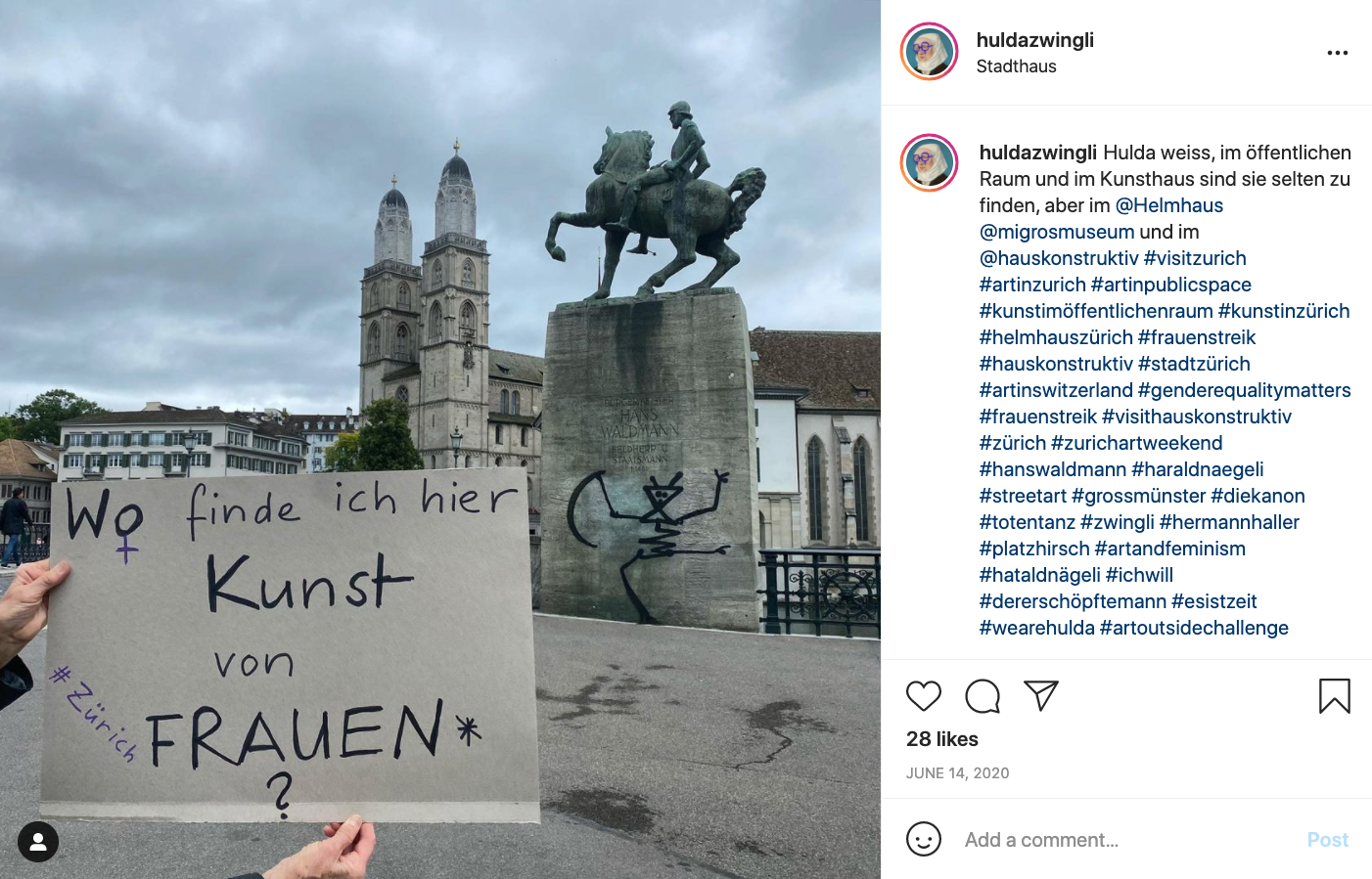 Un message devant la cathédrale de Zürich