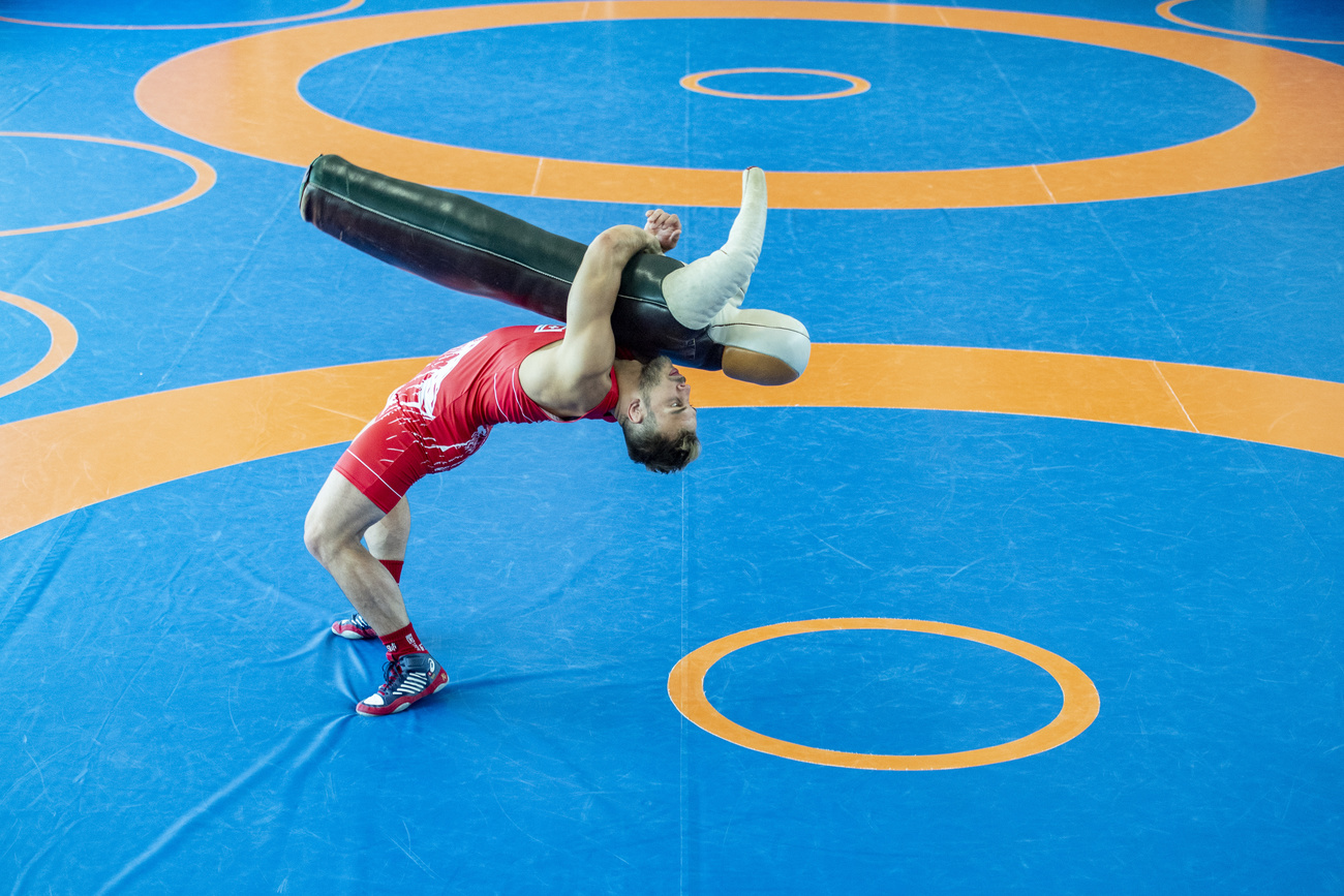 Wrestler with dummy