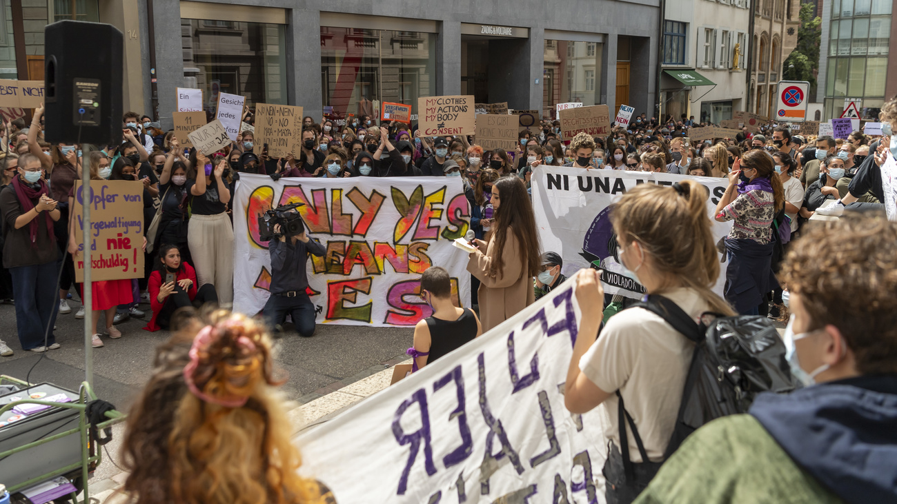 Protestors in Basel