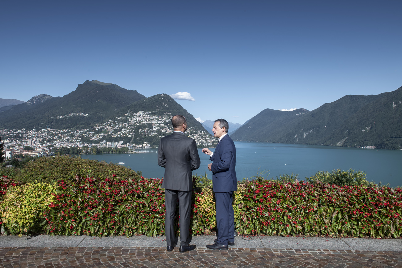 Oman s Foreign Minister Sayyid Badr Bin Hamad Bin Hamood Al-Busaidi, left, and Swiss Foreign minister Ignazio Cassis, right.
