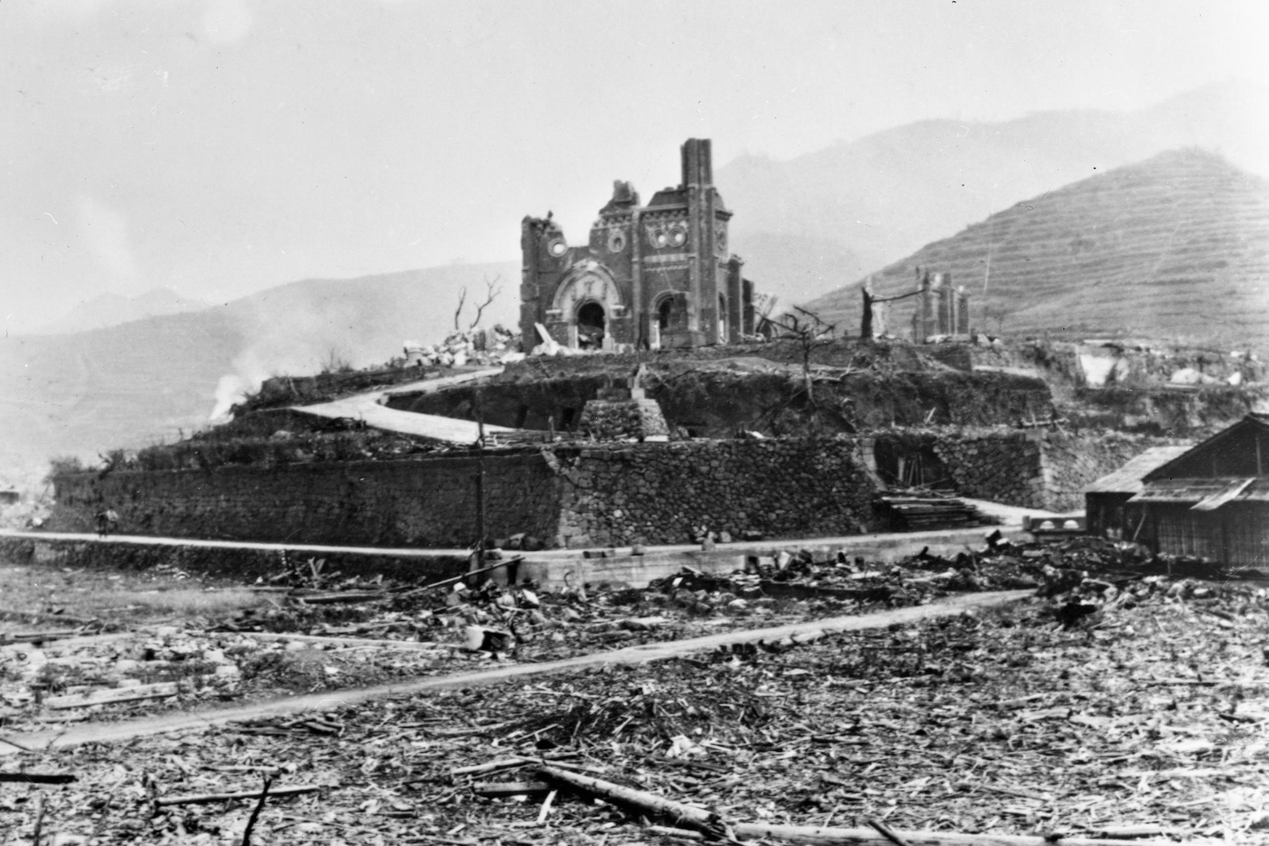 Zerstörte Urakami-Kirche in Nagasaki