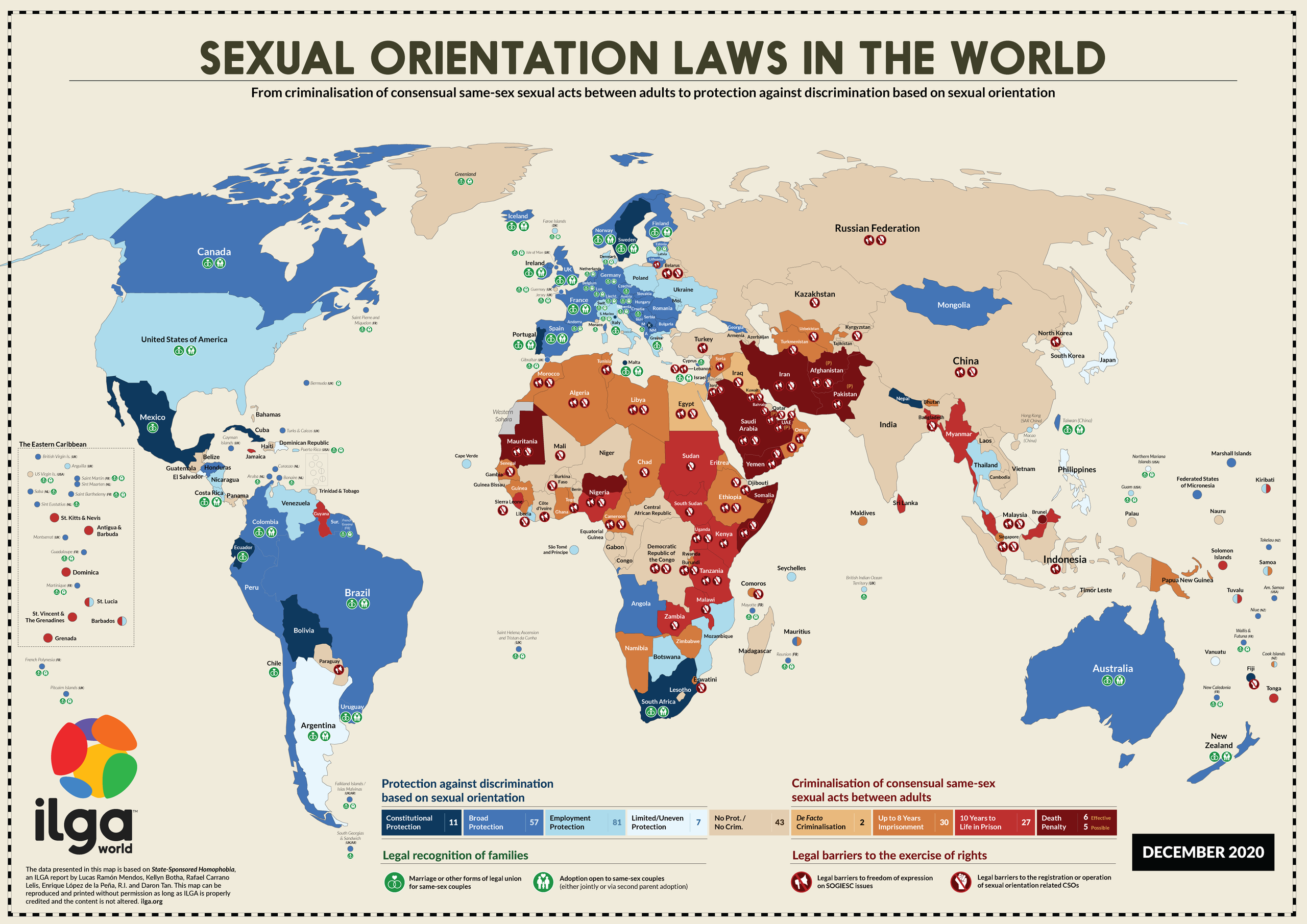 Weltkarte mit Rechten für Homosexuelle
