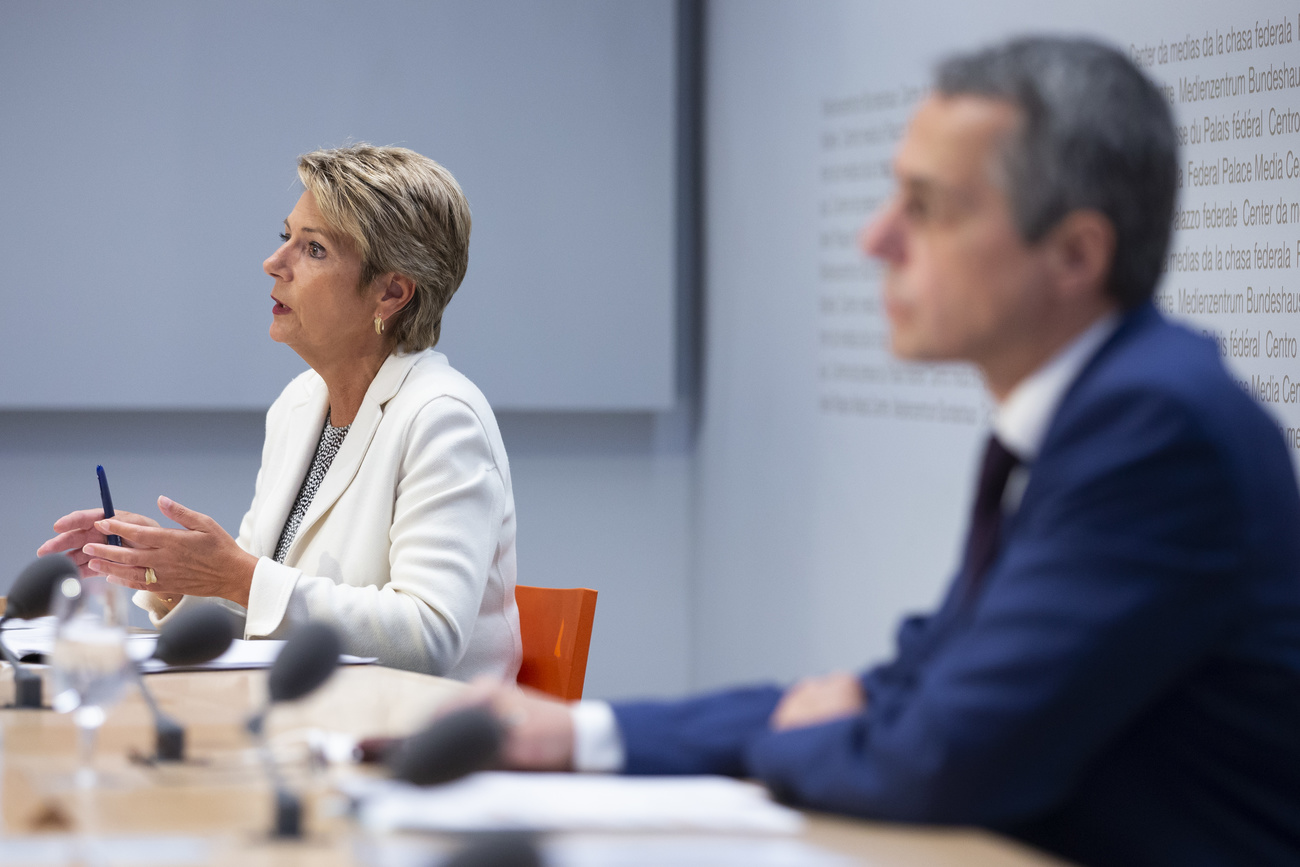 Justice Minister Keller-Sutter and Foreign Minister Cassis at news conference