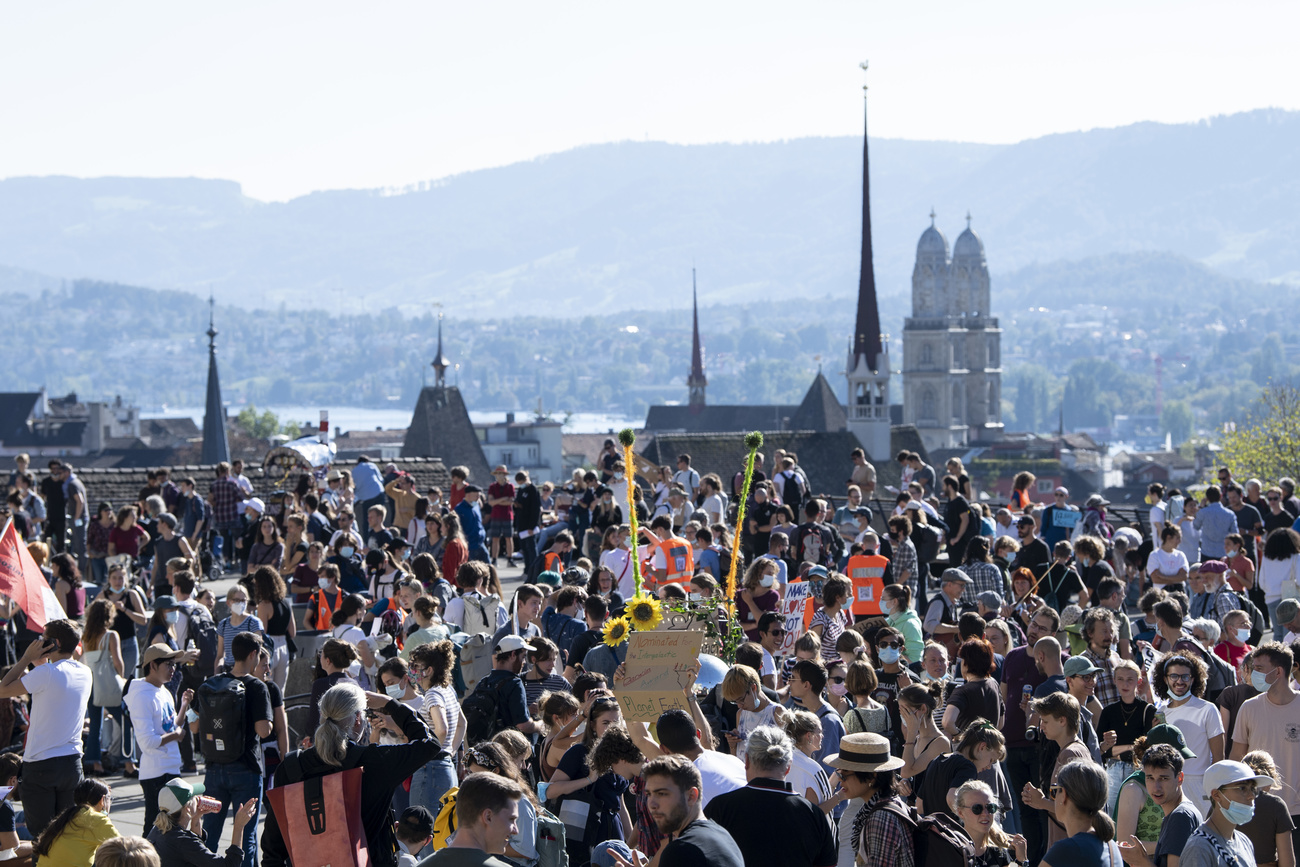 Climate strike demonstrators in Zurich