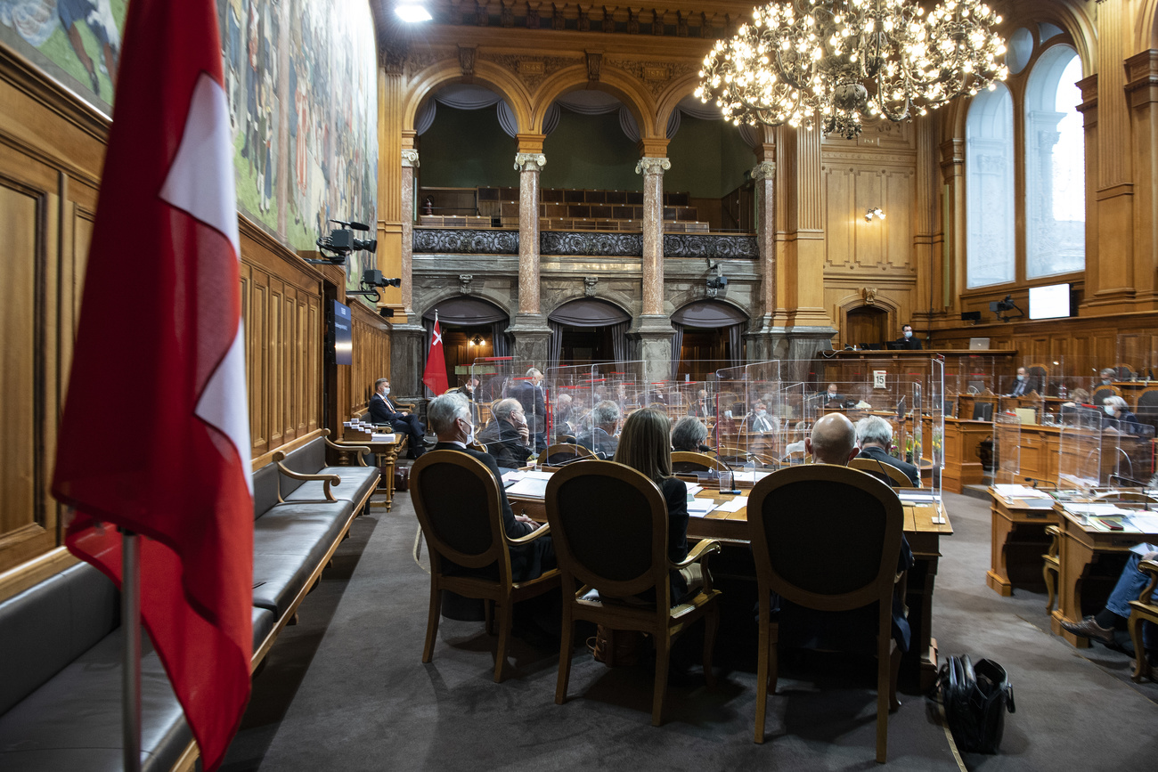 L aula del Consiglio degli Stati durante il lavori parlamentari.