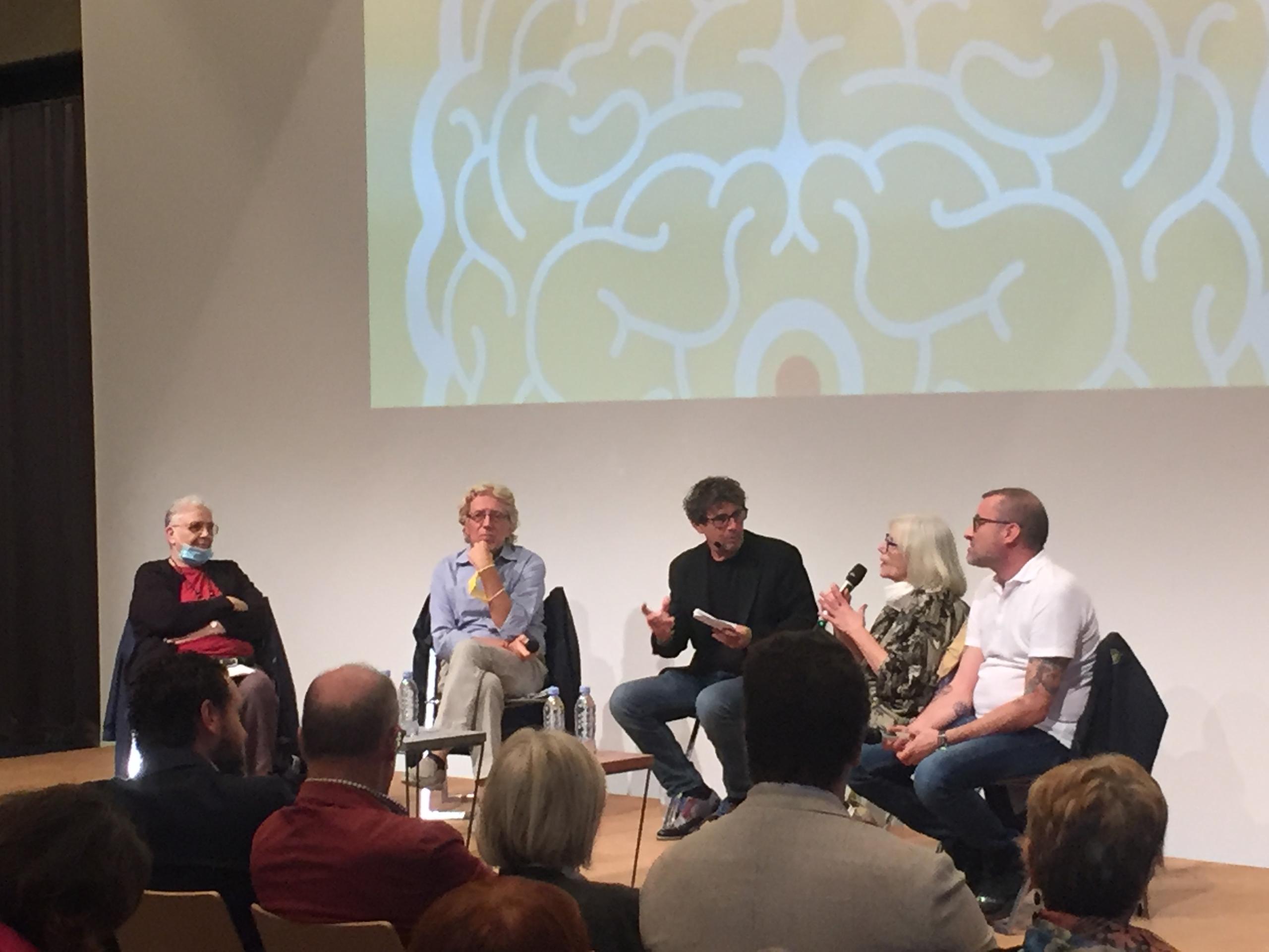 Da sinistra, Agnese Moro, Franco Bonisoli, Marco Bazzi (moderatore), Adriana Faranda e Giorgio Bazzega.