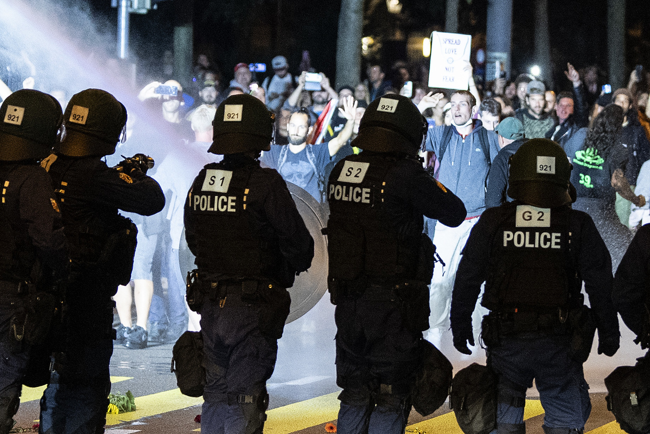 police using water cannon