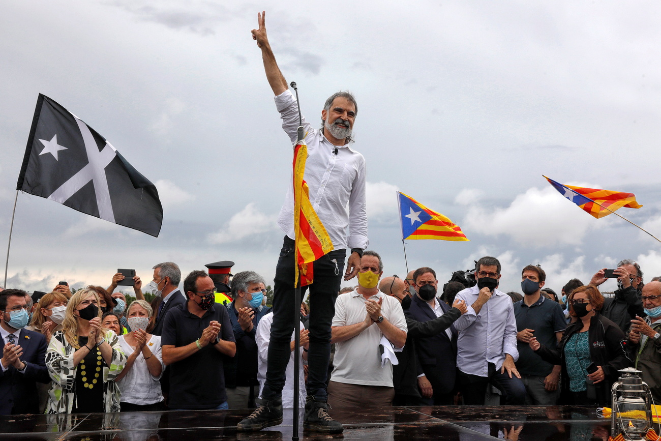 Jordi Cuixart lors d un rassemblement après sa libération
