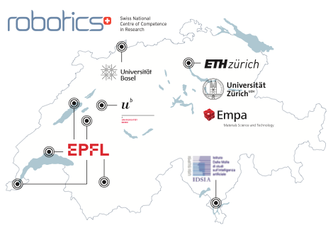 Map of Switzerland with different Partners highlighted at their companies location