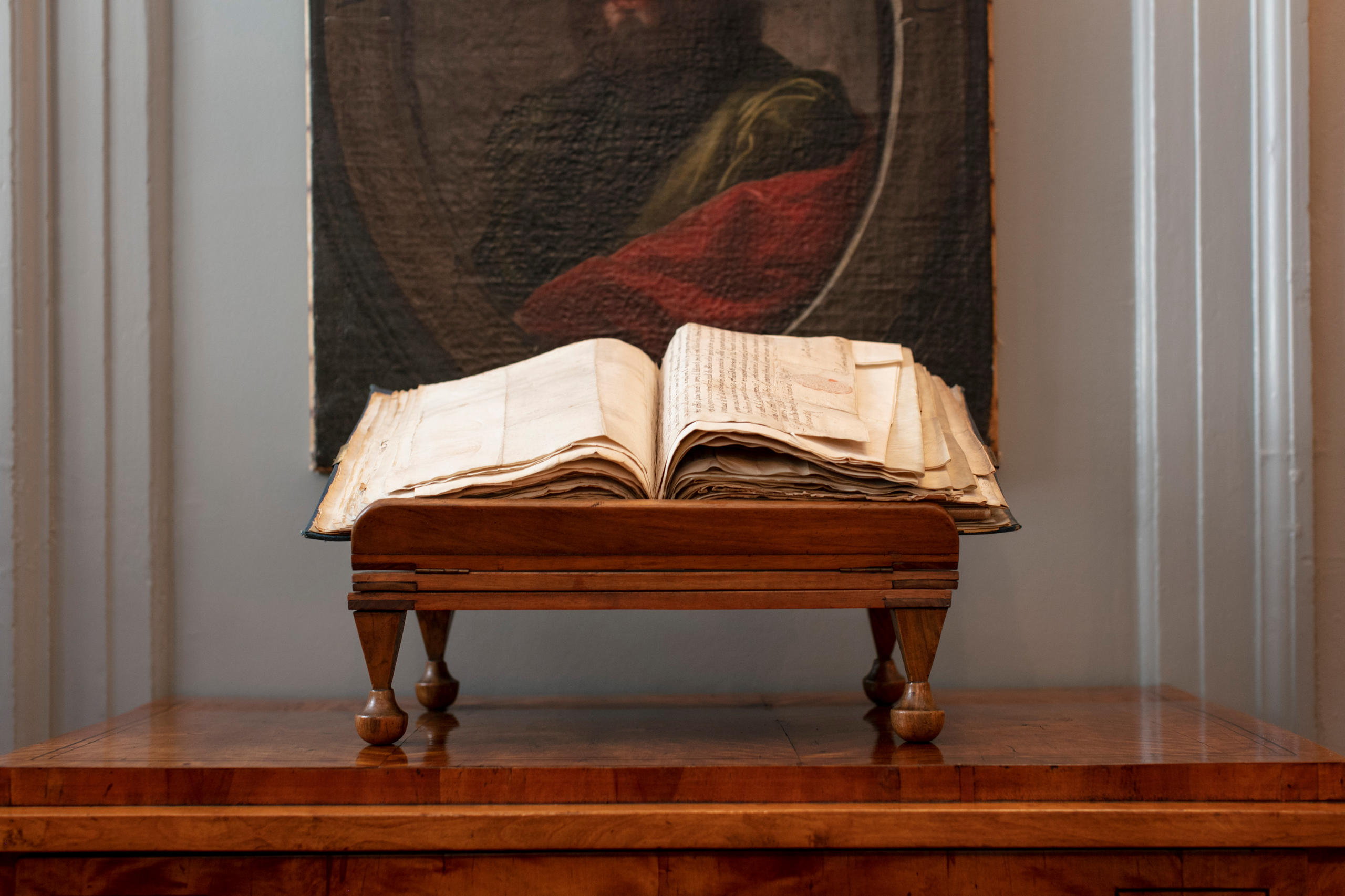 Rare old book on an altar