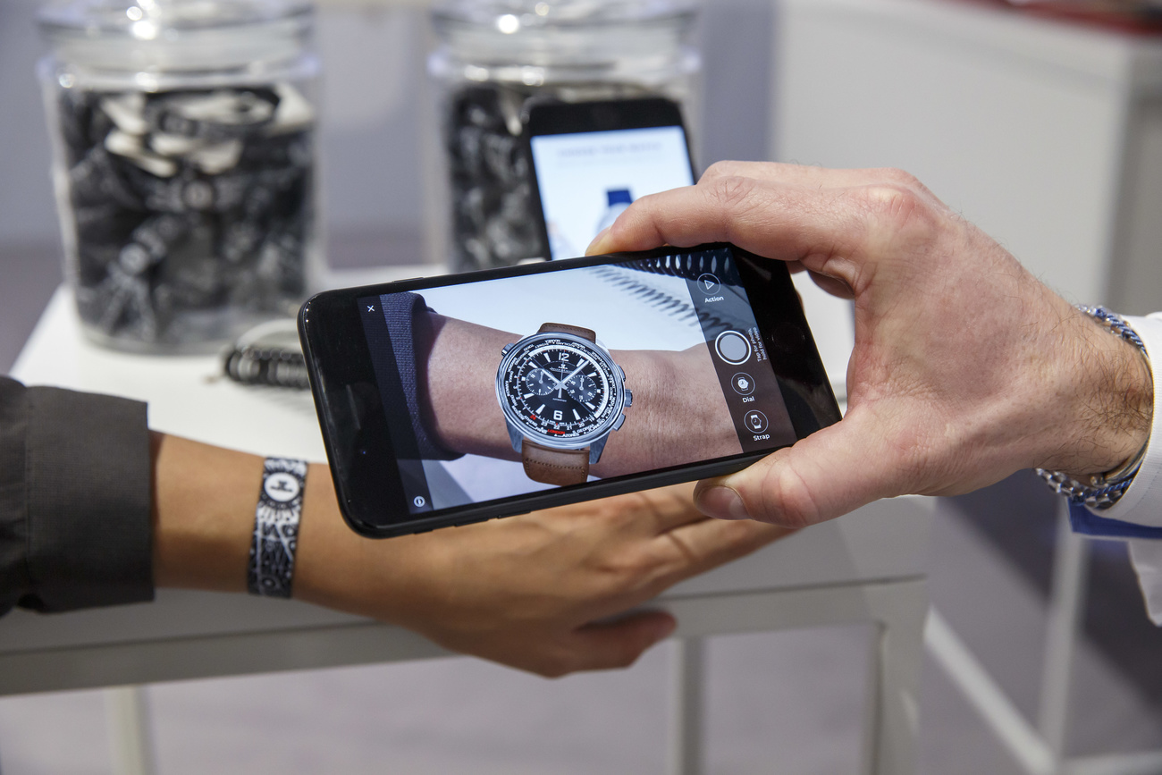 Smart phone camera shows what watch will look like on woman s wrist