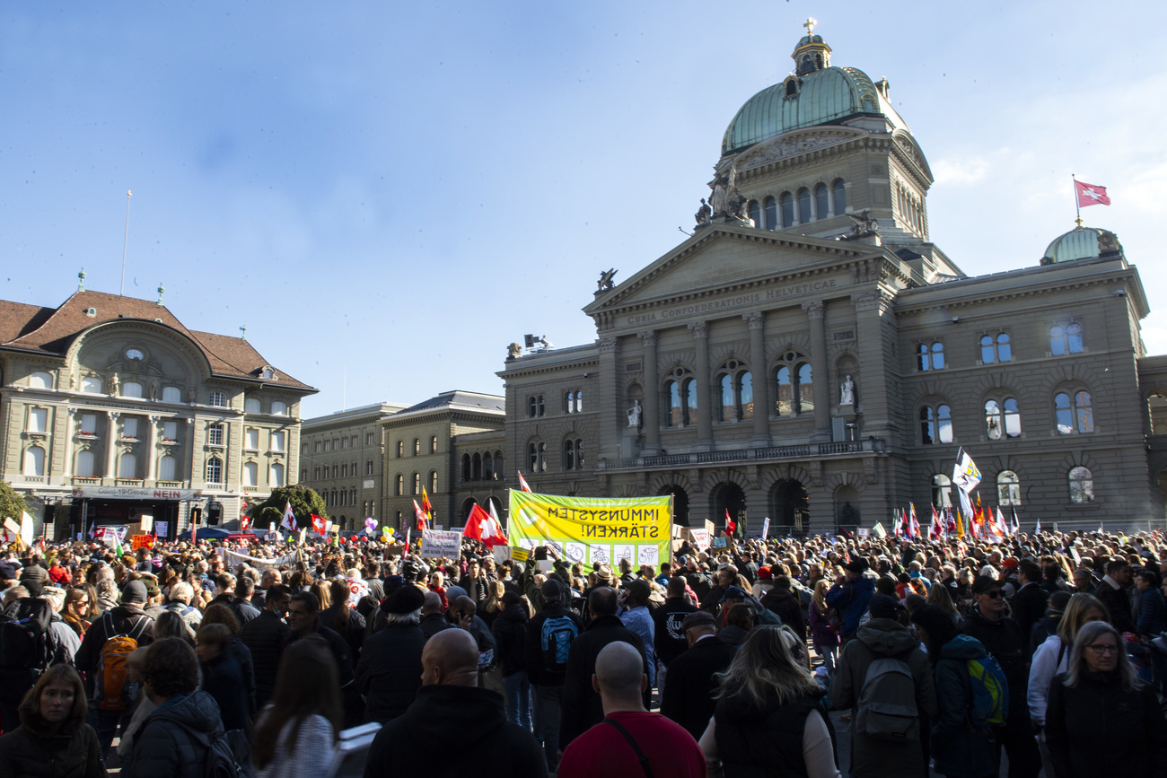 Demo in Bern against coronavirus measures.