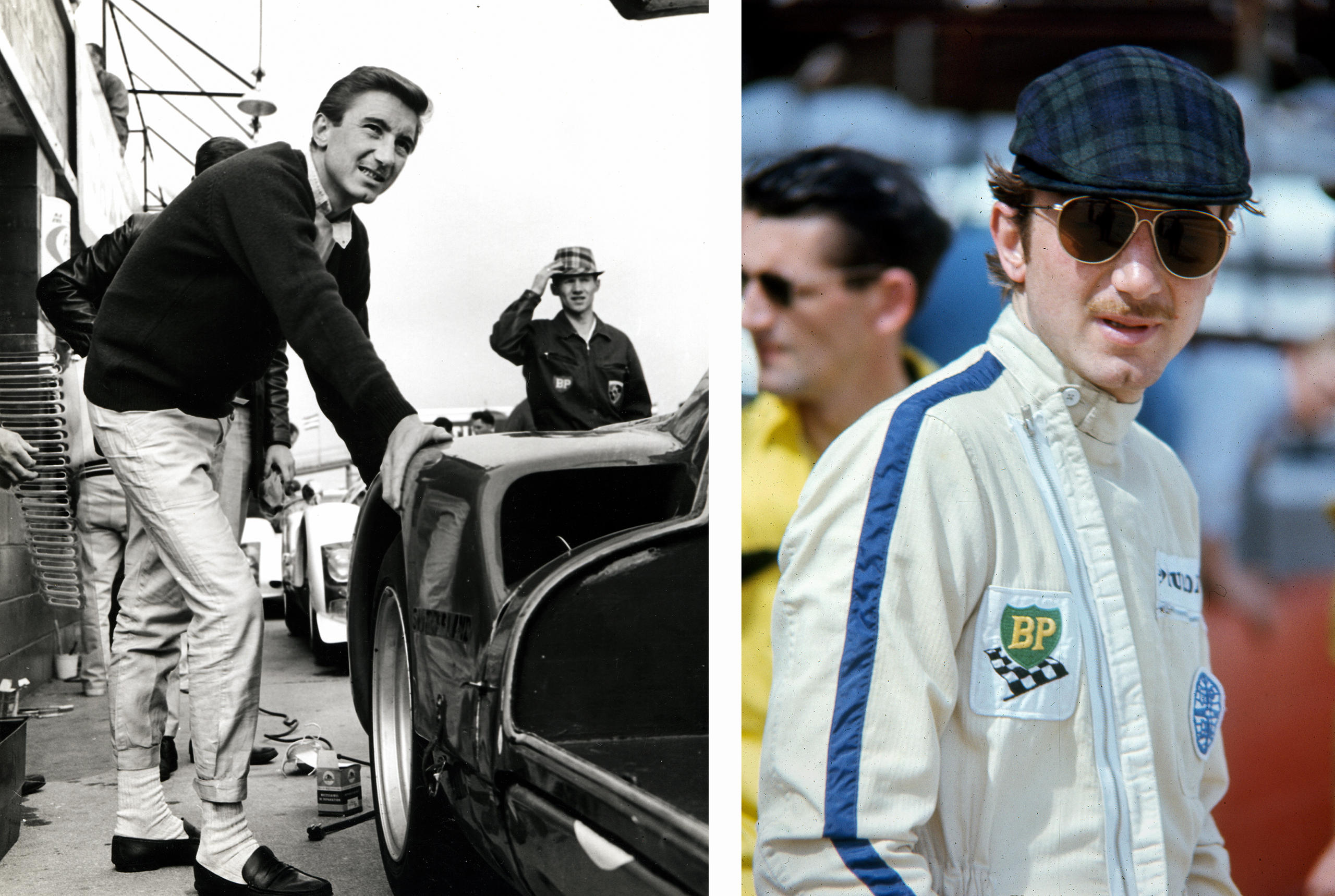Siffert and Car and Him with Tartan cap on the right