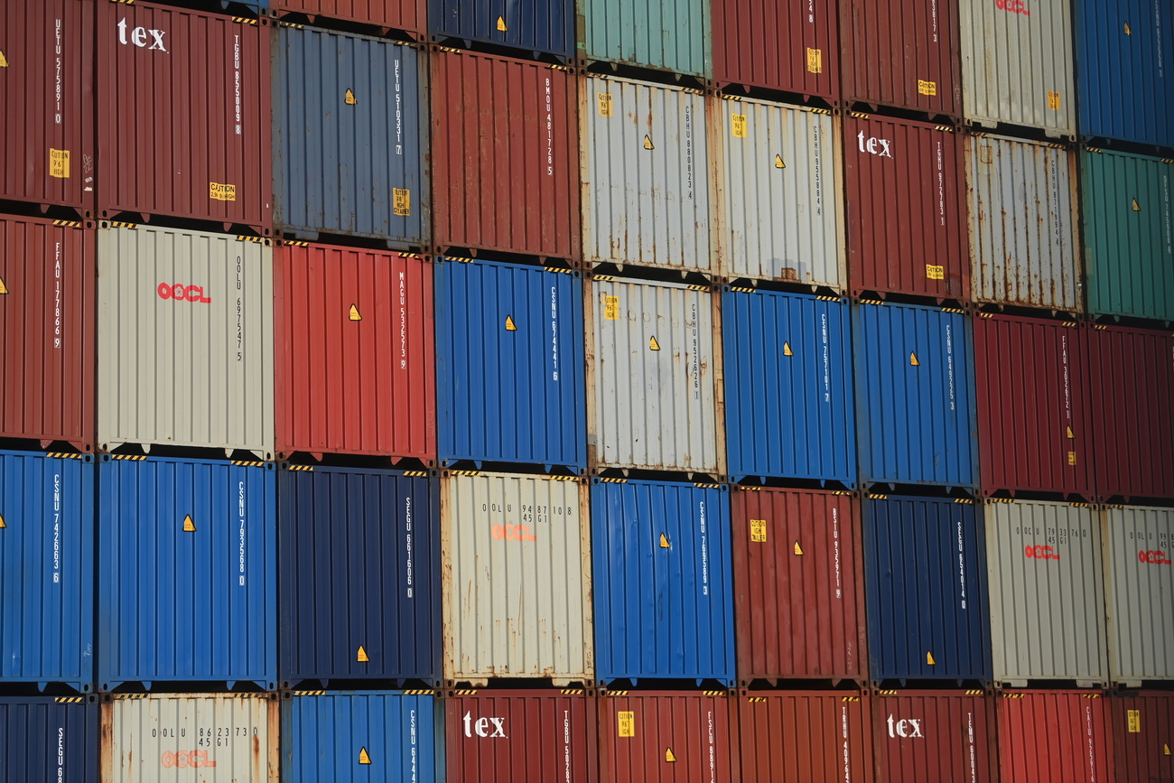 Containers stacked in port