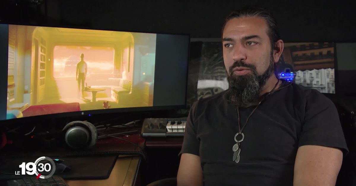 Homme dans un studio de musique