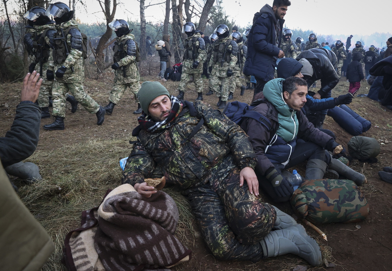 migrants at the Belarus border with Poland