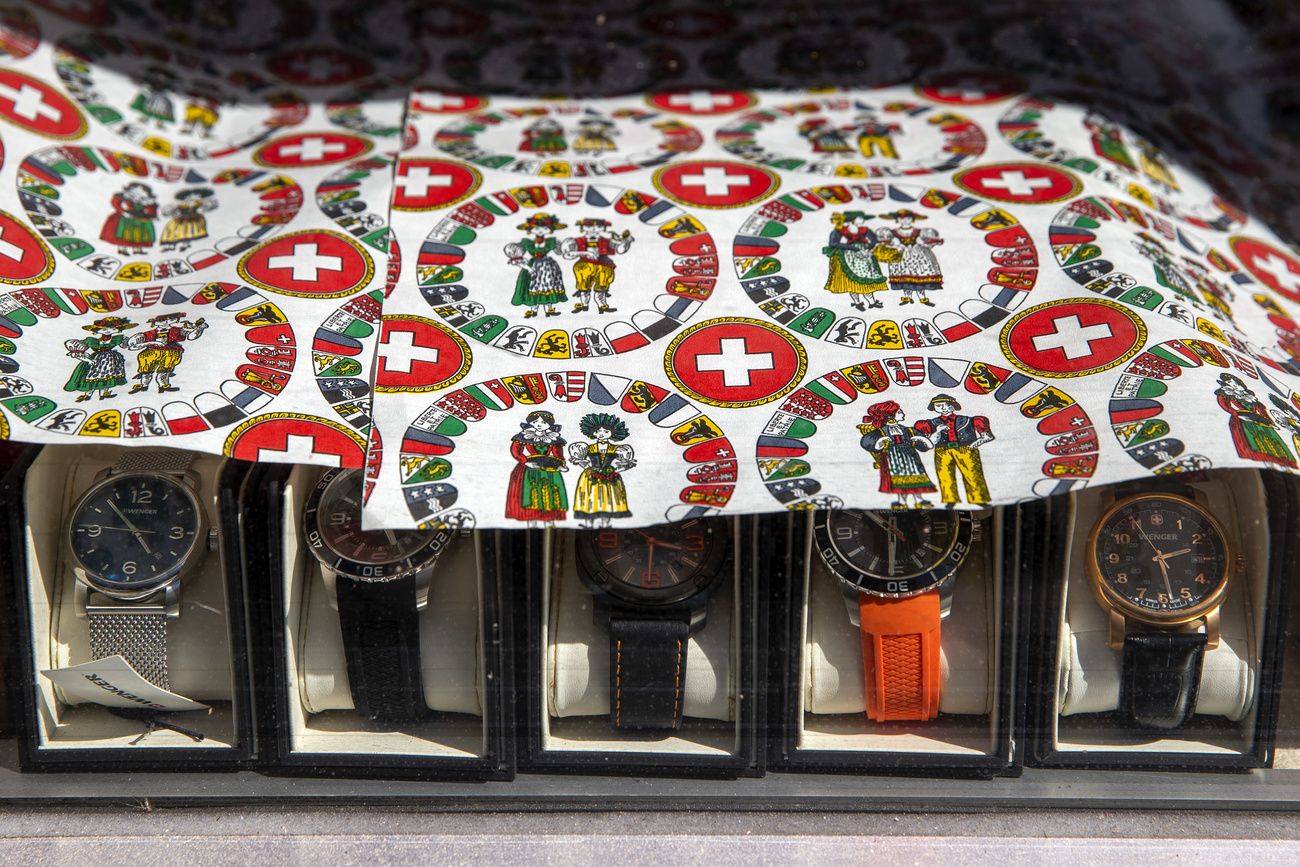 Swiss watches with wrapping showing Swiss flag