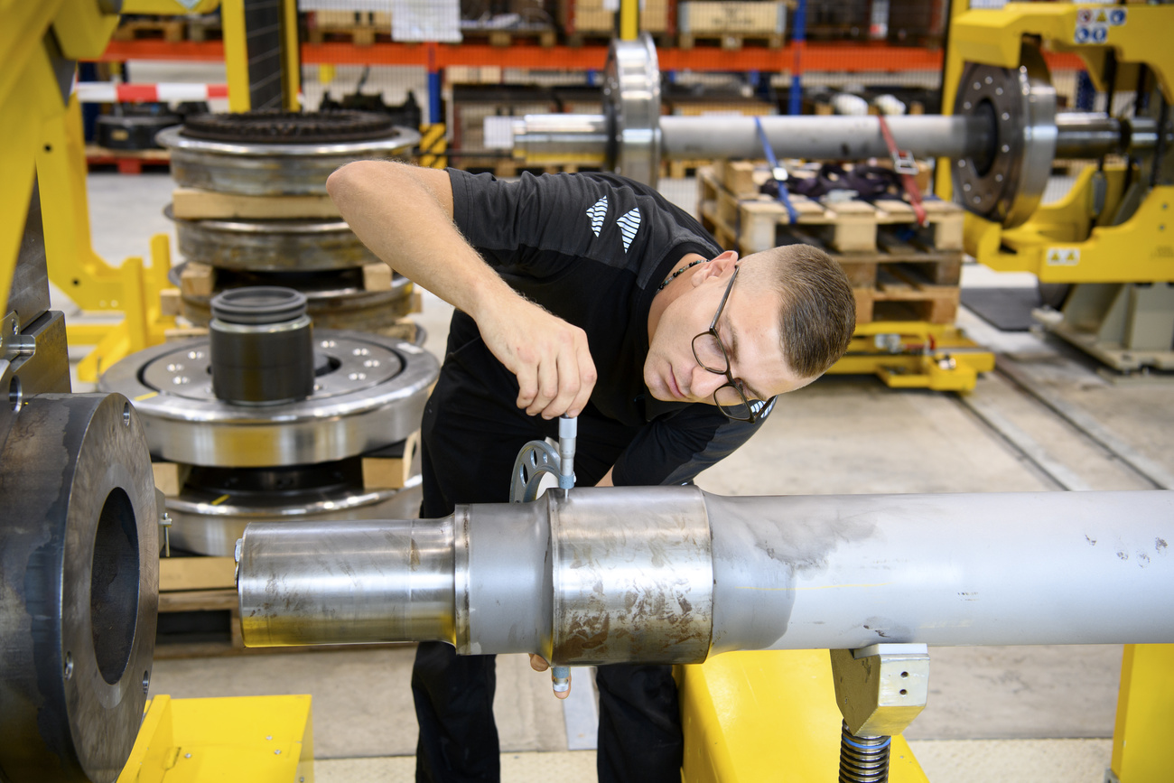 Swiss engineering worker concentrating on a job