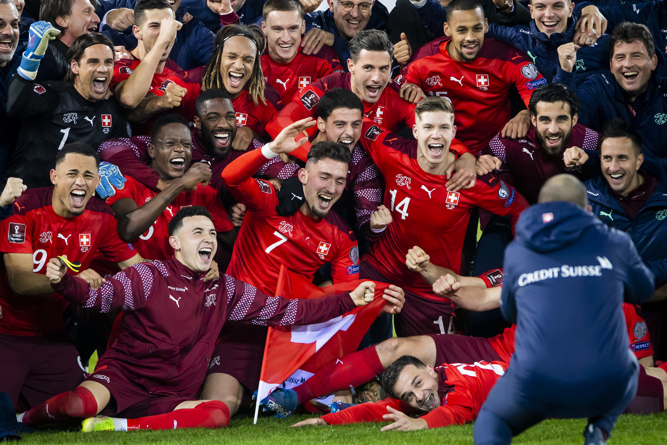 Swiss players celebrate