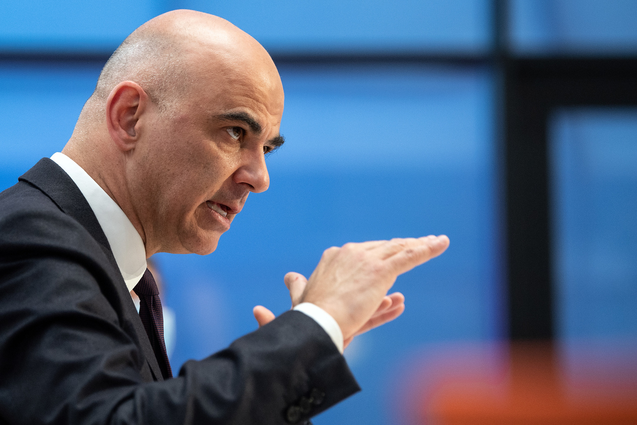 Interior Minister Berset gesturing