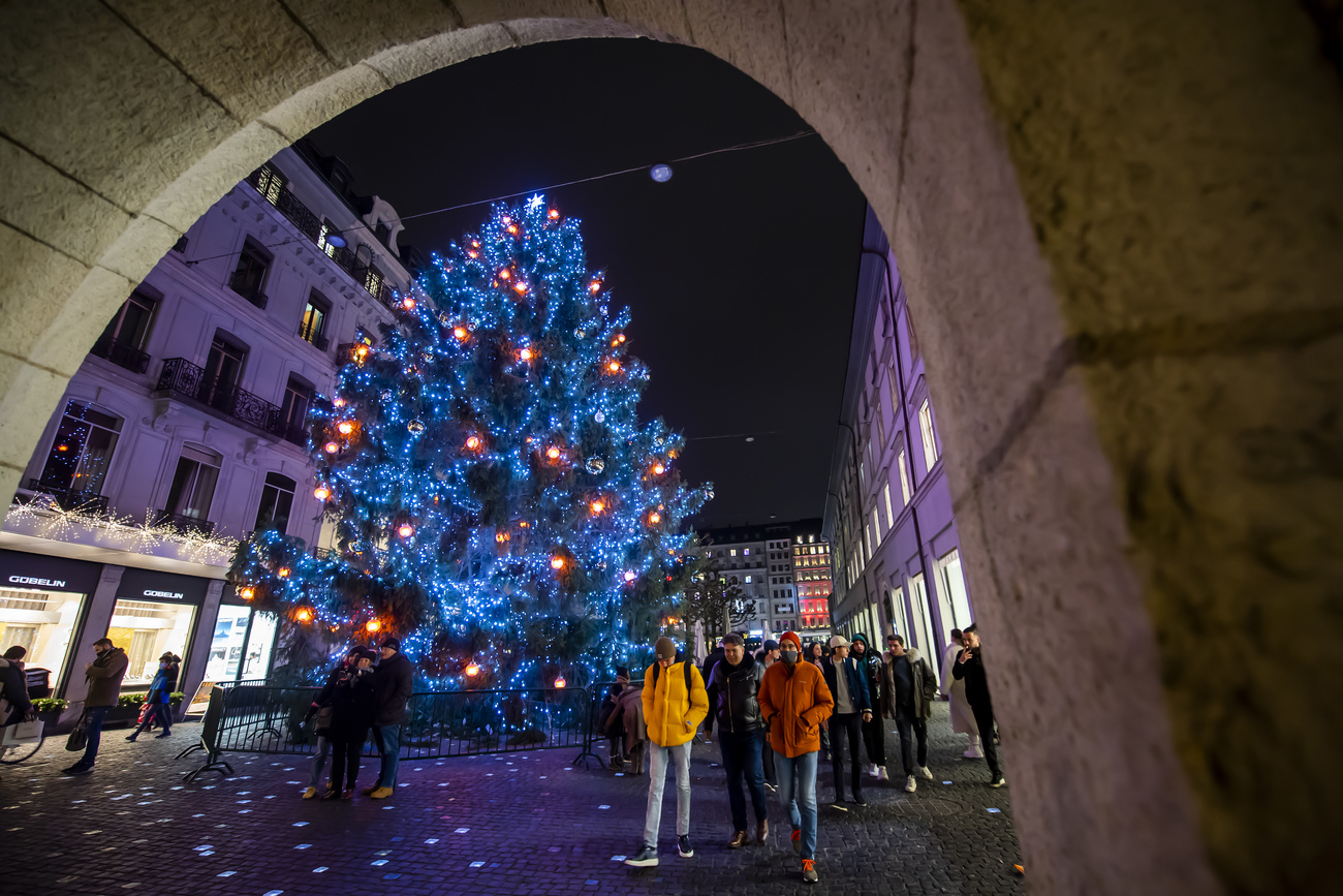 Christmas scene in Swiss city
