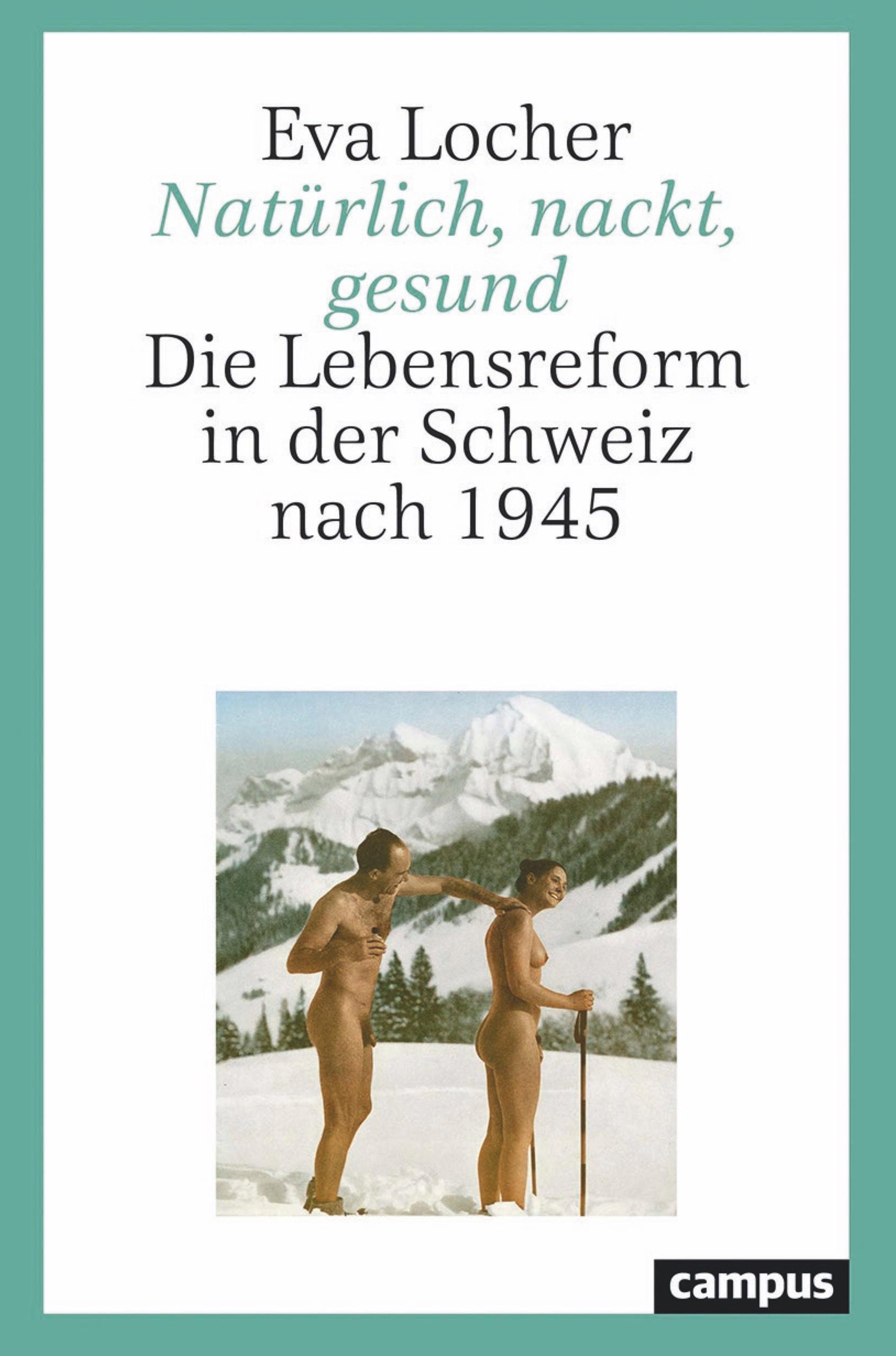 Cubierta del libro de Locher: se ve una pareja desnuda en un campo de esquí