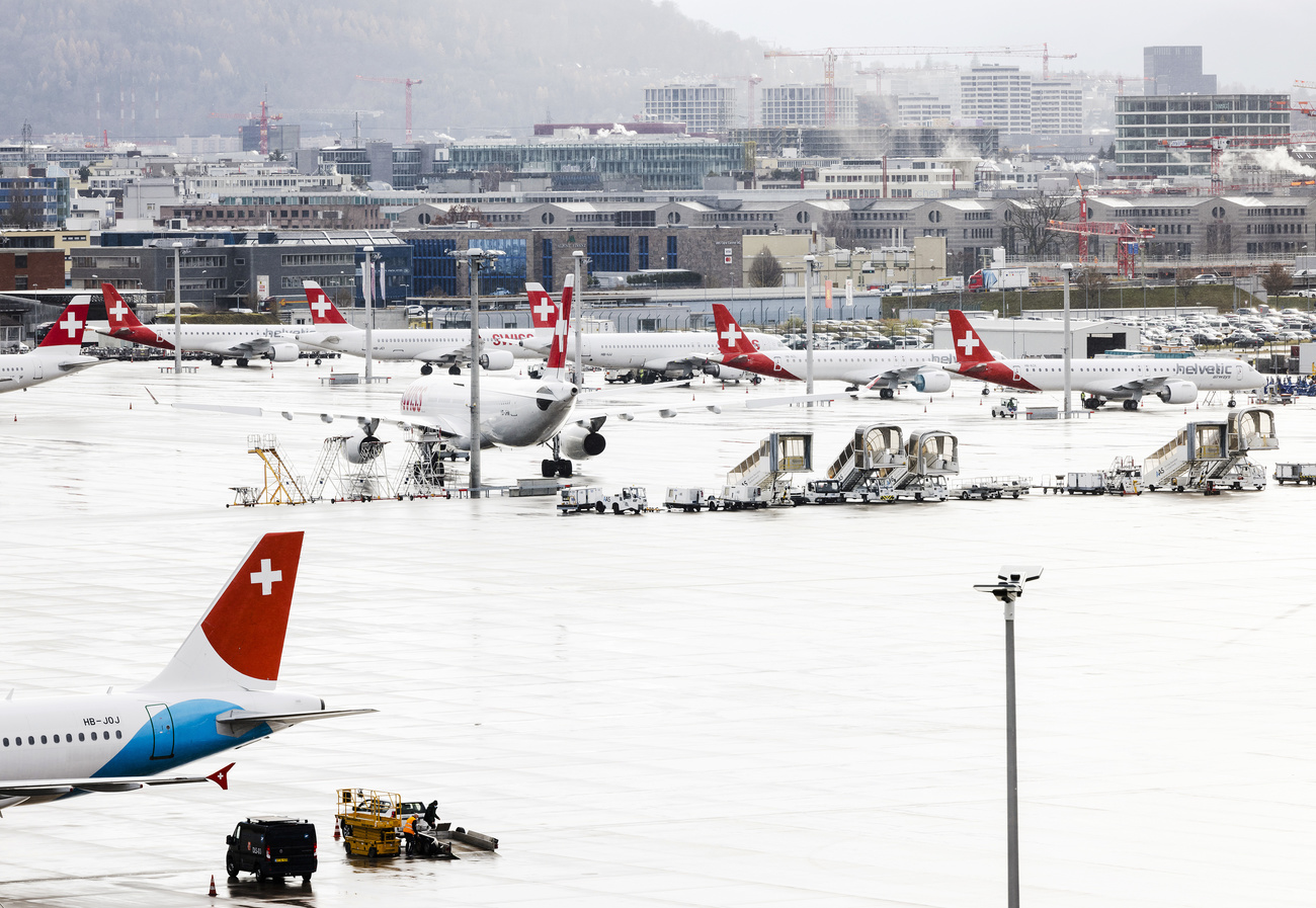 swiss airplanes grounded in snow
