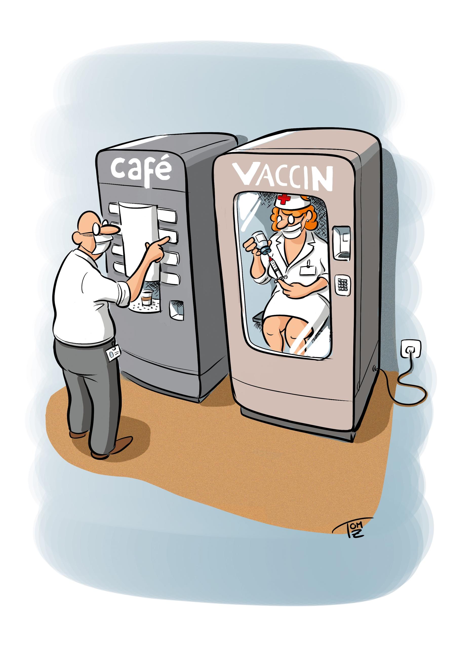 Kaffeeautomat neben Impfautomat