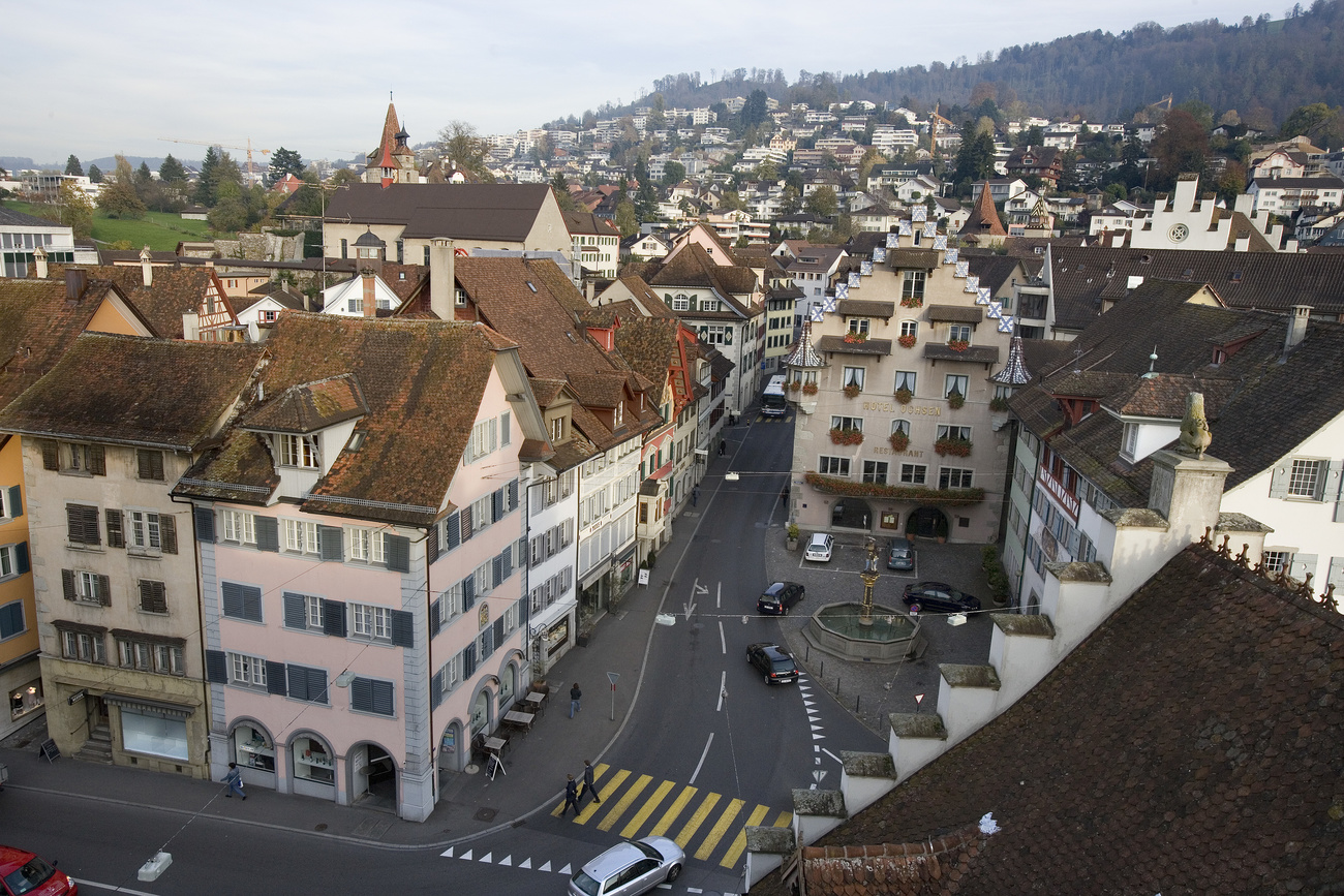 Aerial view of Zug s town centre