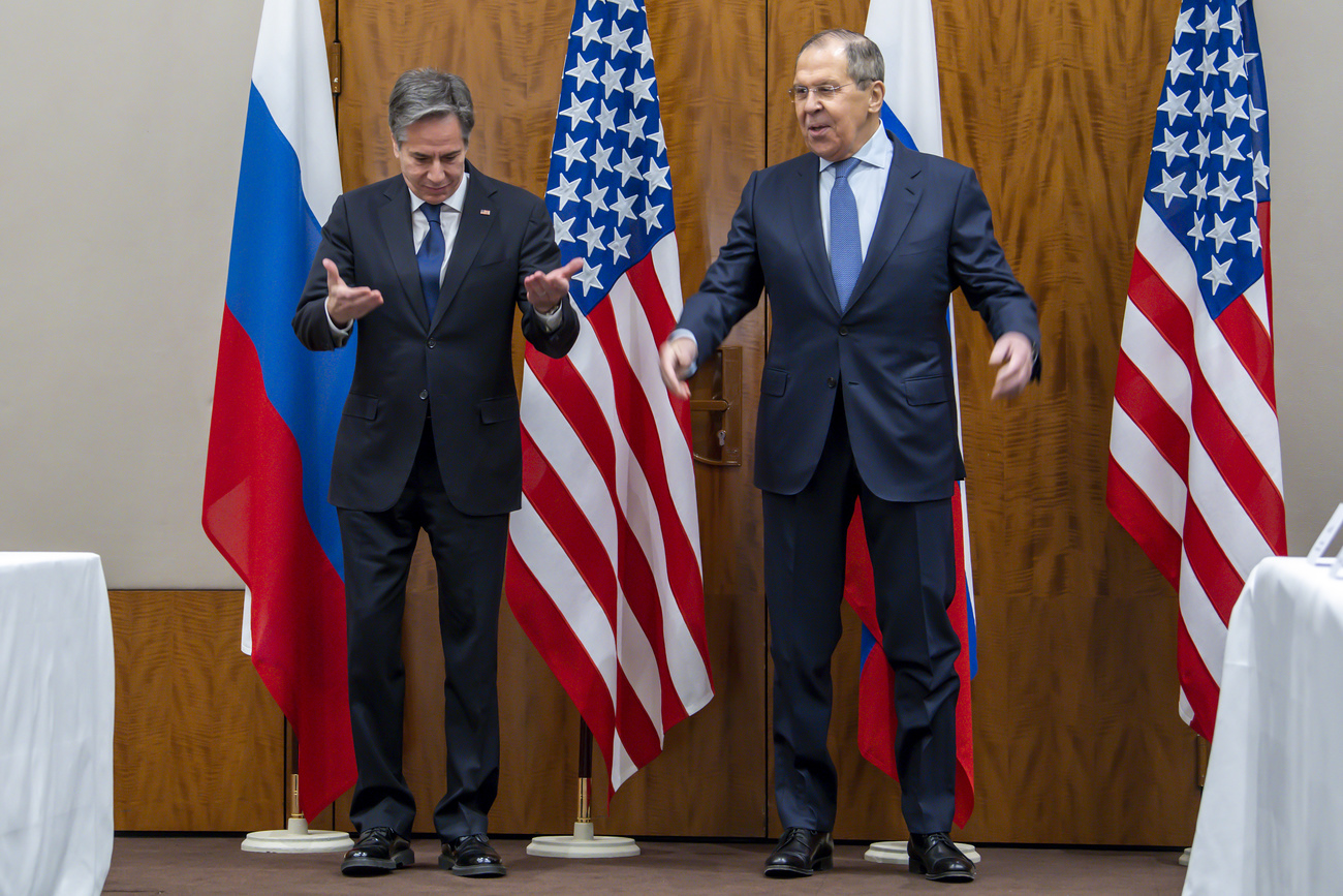 US Secretary of State Antony Blinken, left, and Russian Foreign Minister Sergei Lavrov