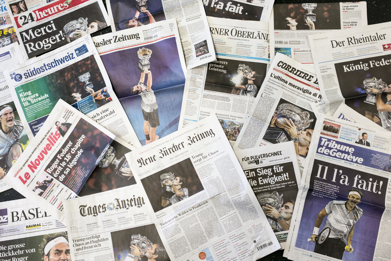 différents journaux suisses étalés